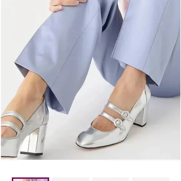 Maisie double strap heels in Metallic leather size 6 1/2 - Picture 2 of 7